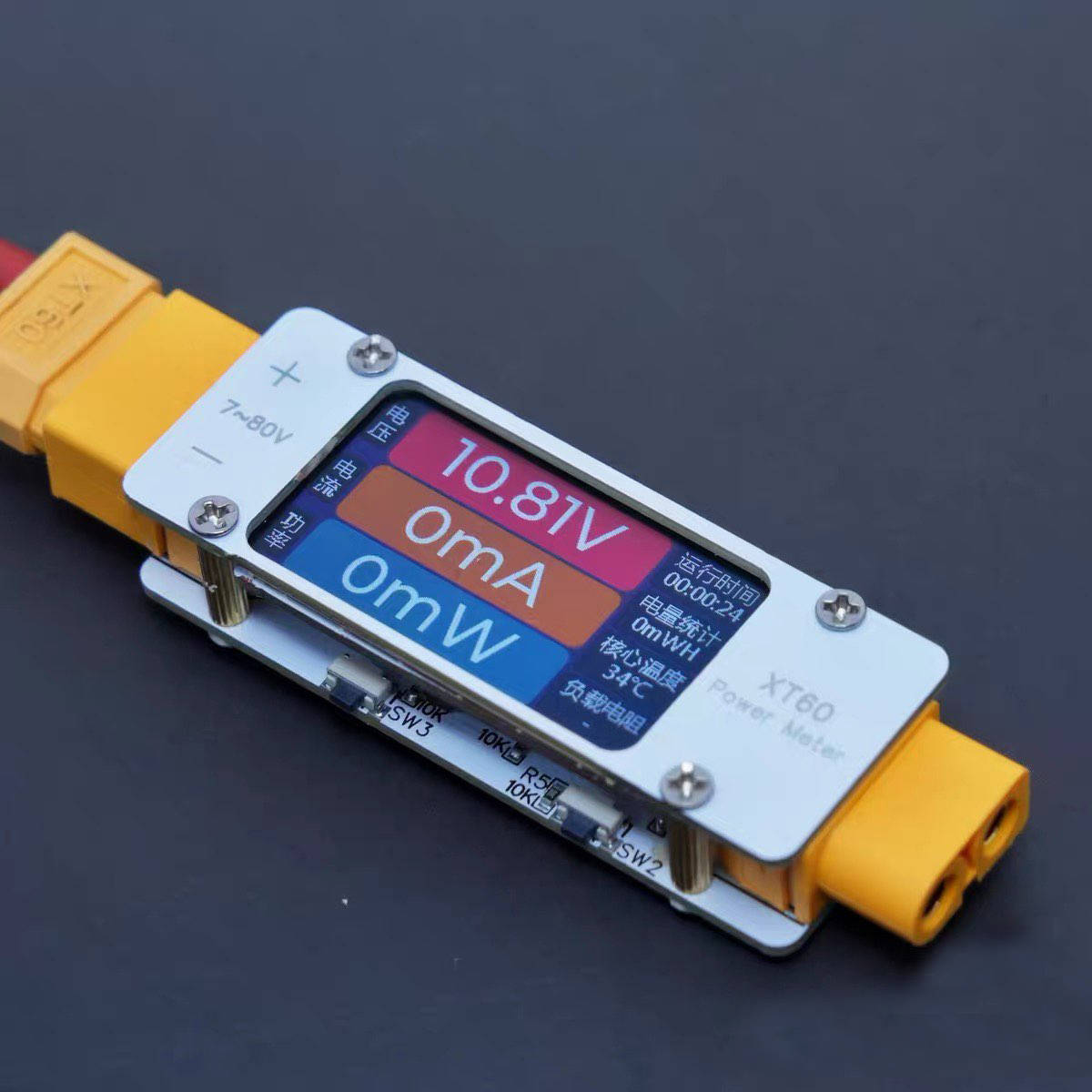 Drone Battery Alarm - Medidor de potencia bidireccional DC 7-80V