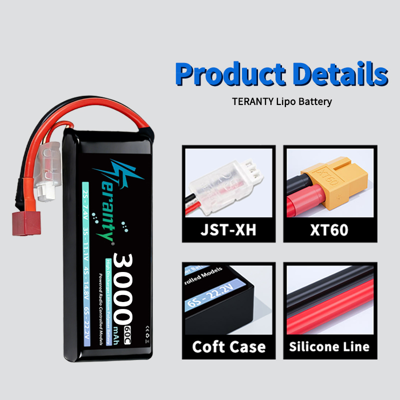 Batería Lipo TERANTY 2S 3000mA - Drone Battery Connector reseña y precio