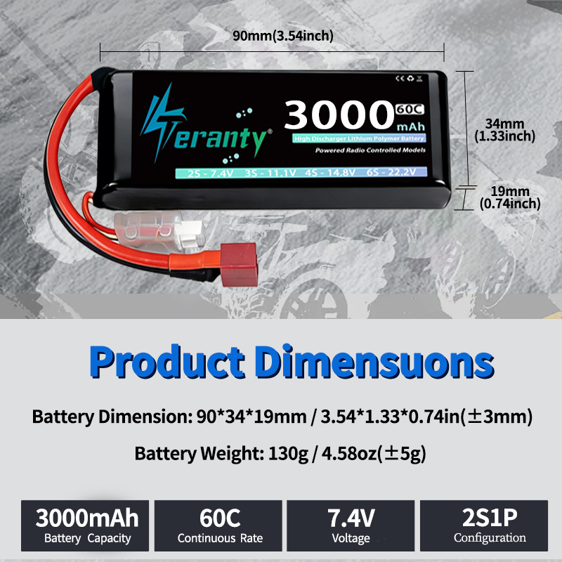 Batería Lipo TERANTY 2S 3000mA - Drone Battery Connector reseña y precio