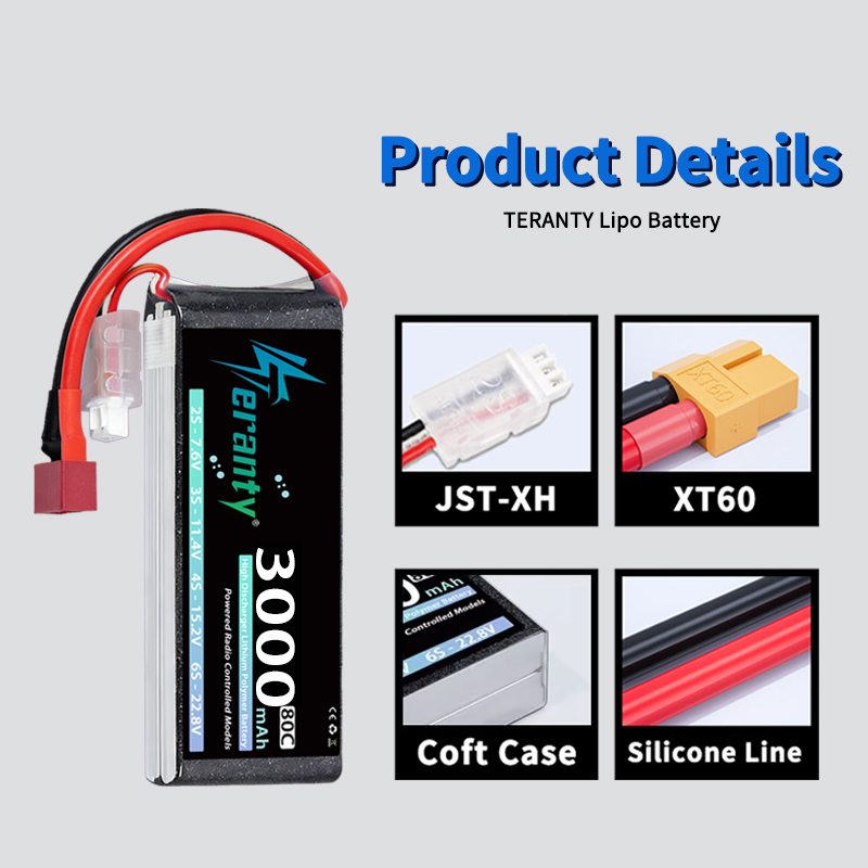 Batería Lipo TERANTY 2S 3000mA - Drone Battery Connector reseña y precio
