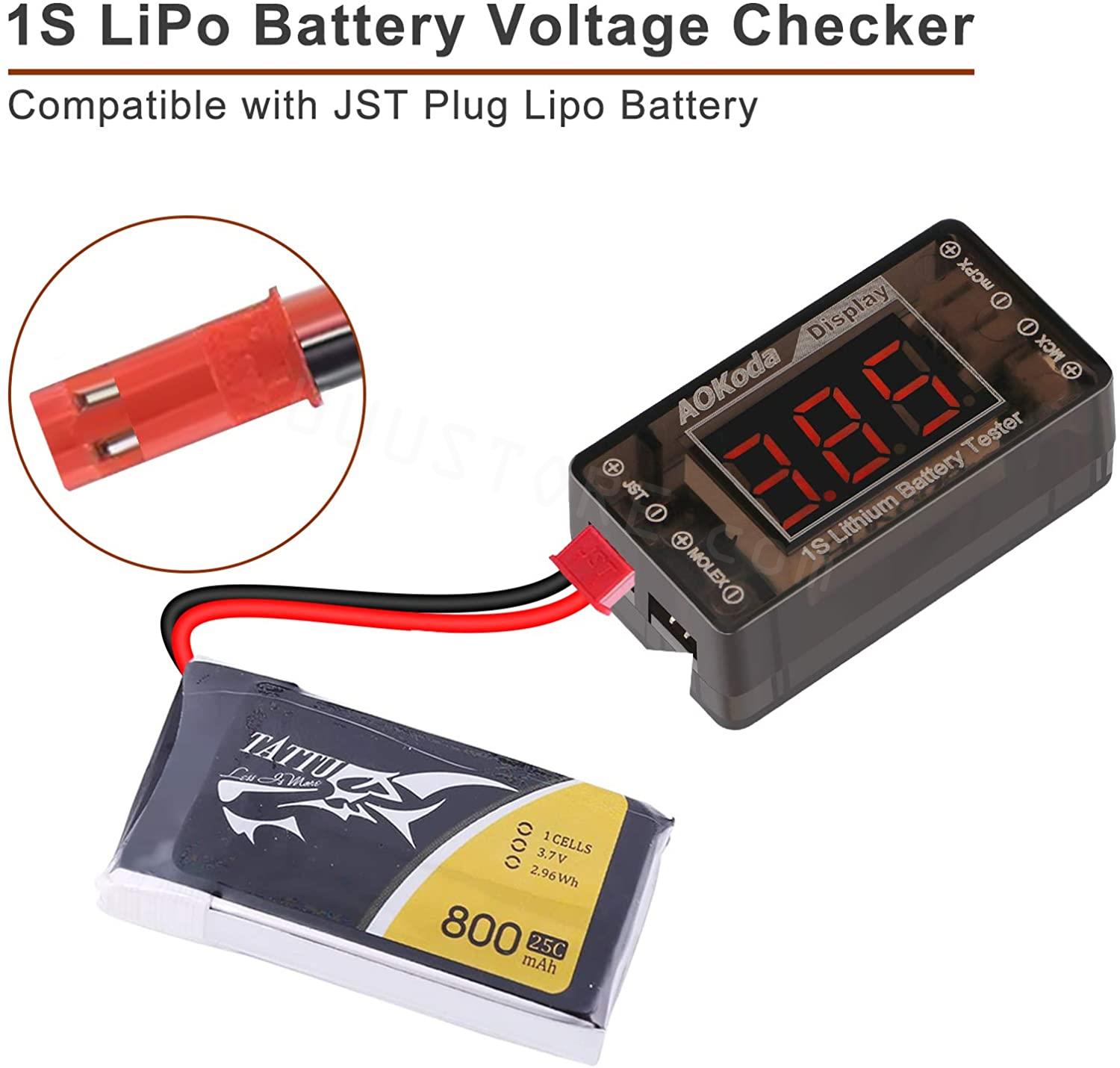 AOKoda AOK-041 1S LiPo probado - Drone Battery Voltage Checker reseña y precio