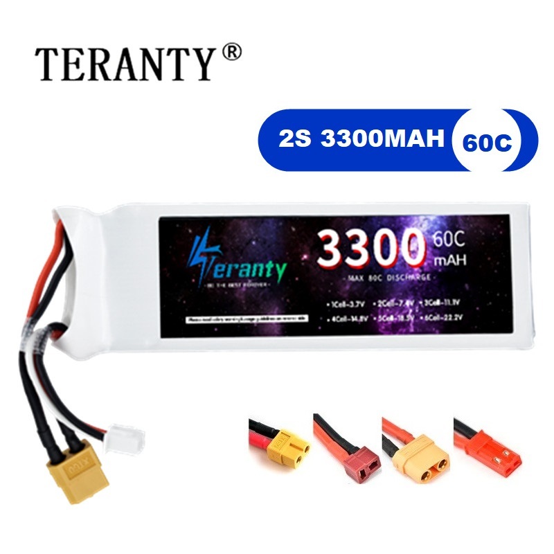 Batería LiPo 2S 7,4 V 3300mAh  - Drone Battery Connector reseña y precio